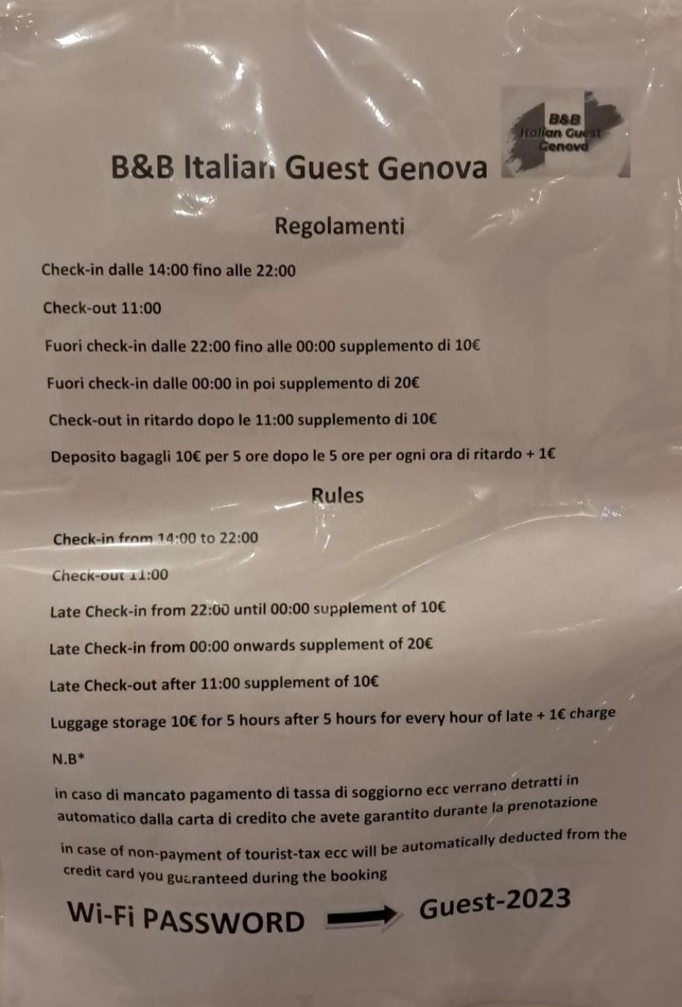 Italian Guest Gasthof Genua